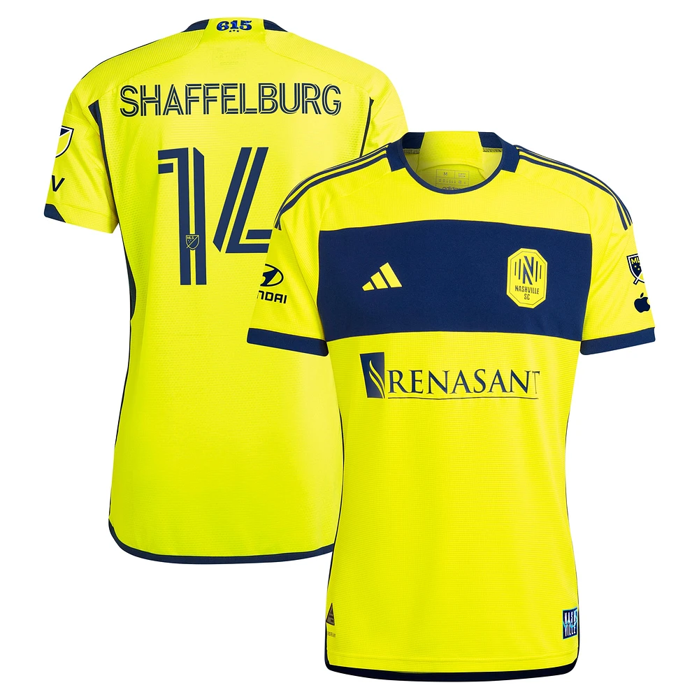 Men's adidas Jacob Shaffelburg Yellow Nashville SC 2024 The 615 Kit Authentic Player Jersey