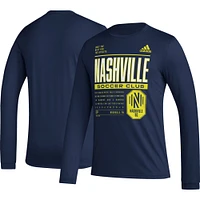 T-shirt AEROREADY à manches longues adidas Nashville SC Club DNA bleu marine pour homme