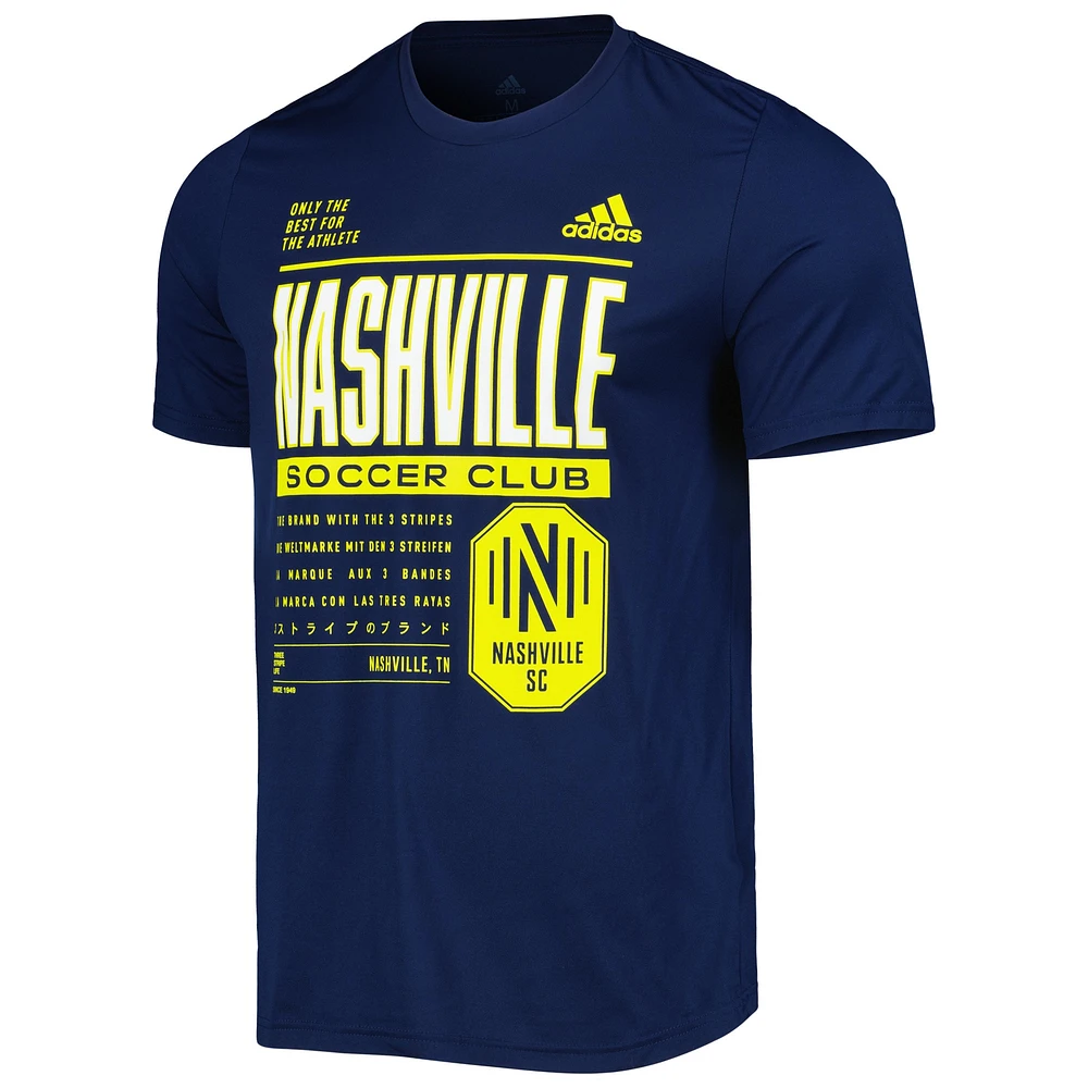 T-shirt adidas Nashville SC Club DNA Performance pour homme bleu marine