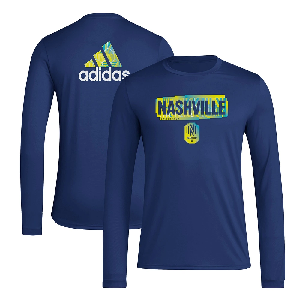 Men's adidas Navy Nashville SC Local Pop AEROREADY Long Sleeve T-Shirt