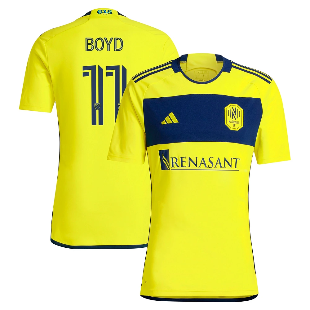 Men's adidas Tyler Boyd Yellow Nashville SC 2024 The 615 Kit Replica Player Jersey