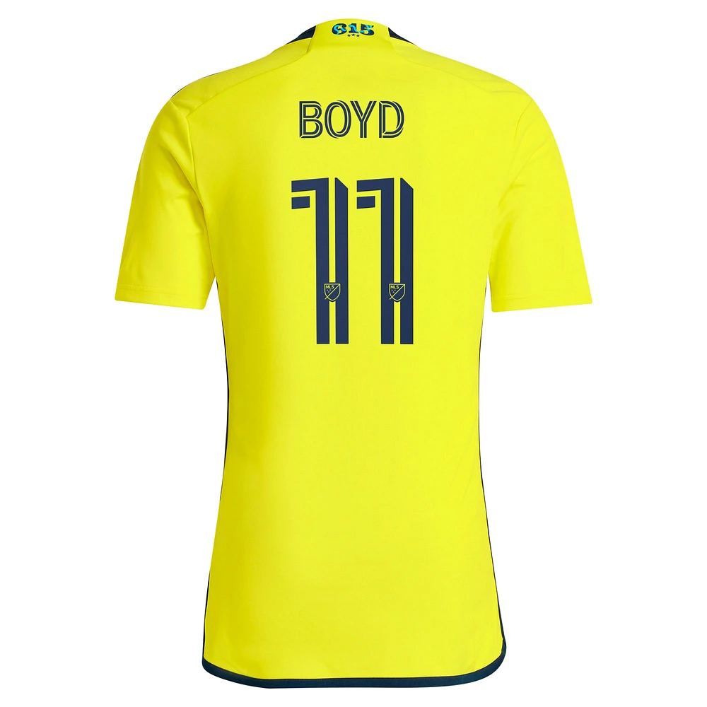 Men's adidas Tyler Boyd Yellow Nashville SC 2024 The 615 Kit Replica Player Jersey