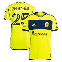 Men's adidas Walker Zimmerman Yellow Nashville SC 2024 The 615 Kit Authentic Player Jersey