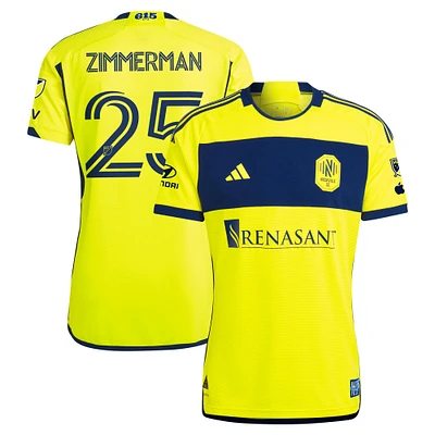 Maillot de joueur authentique adidas Walker Zimmerman jaune Nashville SC 2024 The 615 Kit pour homme