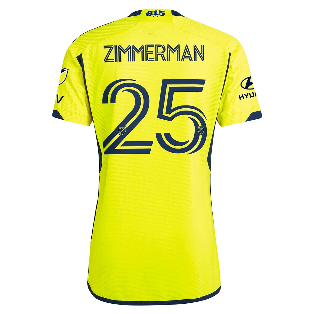 Maillot de joueur authentique adidas Walker Zimmerman Nashville SC 2024 The 615 Kit Jaune pour homme