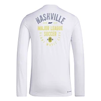 T-shirt à manches longues adidas Nashville SC Local Stoic pour hommes, blanc