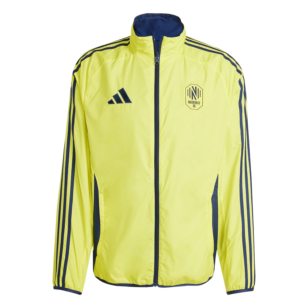 Men's adidas Yellow/Navy Nashville SC 2025 Anthem Reversible Full-Zip Jacket
