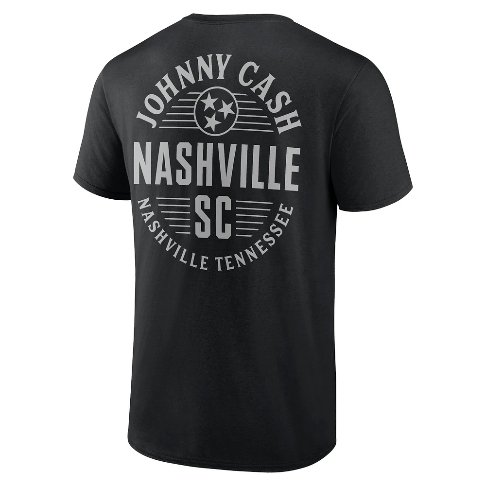 T-shirt ovale noir Nashville SC Johnny Cash de marque Fanatics pour hommes