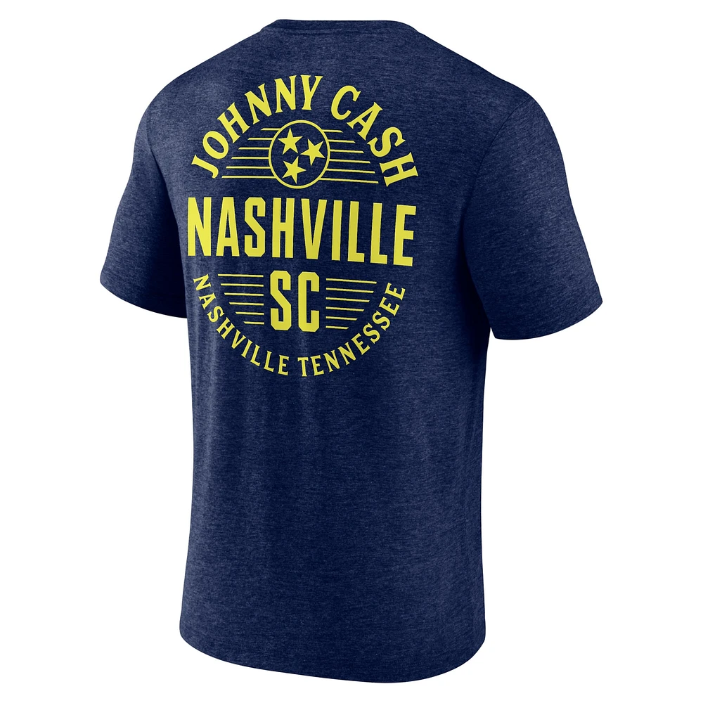 T-shirt ovale Nashville SC x Johnny Cash de marque Fanatics bleu marine chiné pour homme