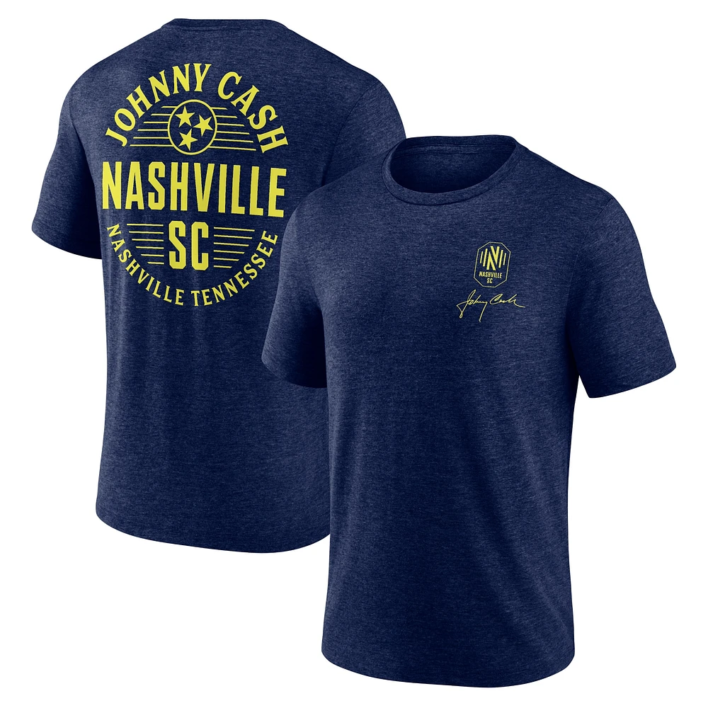 T-shirt ovale Nashville SC x Johnny Cash de marque Fanatics bleu marine chiné pour homme