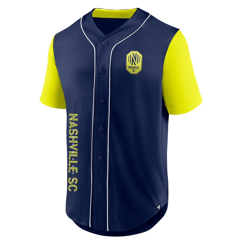 Maillot de baseball mode Nashville SC Balance bleu marine marque Fanatics pour hommes