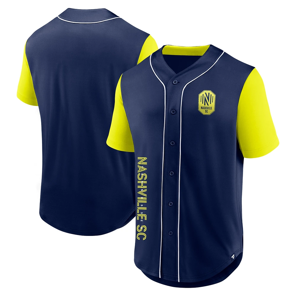 Maillot de baseball mode Nashville SC Balance bleu marine marque Fanatics pour hommes