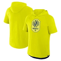 Men's Fanatics Yellow Nashville SC Hat Trick Stadium Slub Raglan Short Sleeve Pullover Hoodie