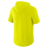 Men's Fanatics Yellow Nashville SC Hat Trick Stadium Slub Raglan Short Sleeve Pullover Hoodie