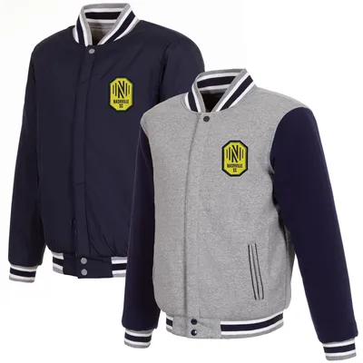 Nashville SC JH Design Fleece Full-Snap Reversible Jacket - Gray/Navy