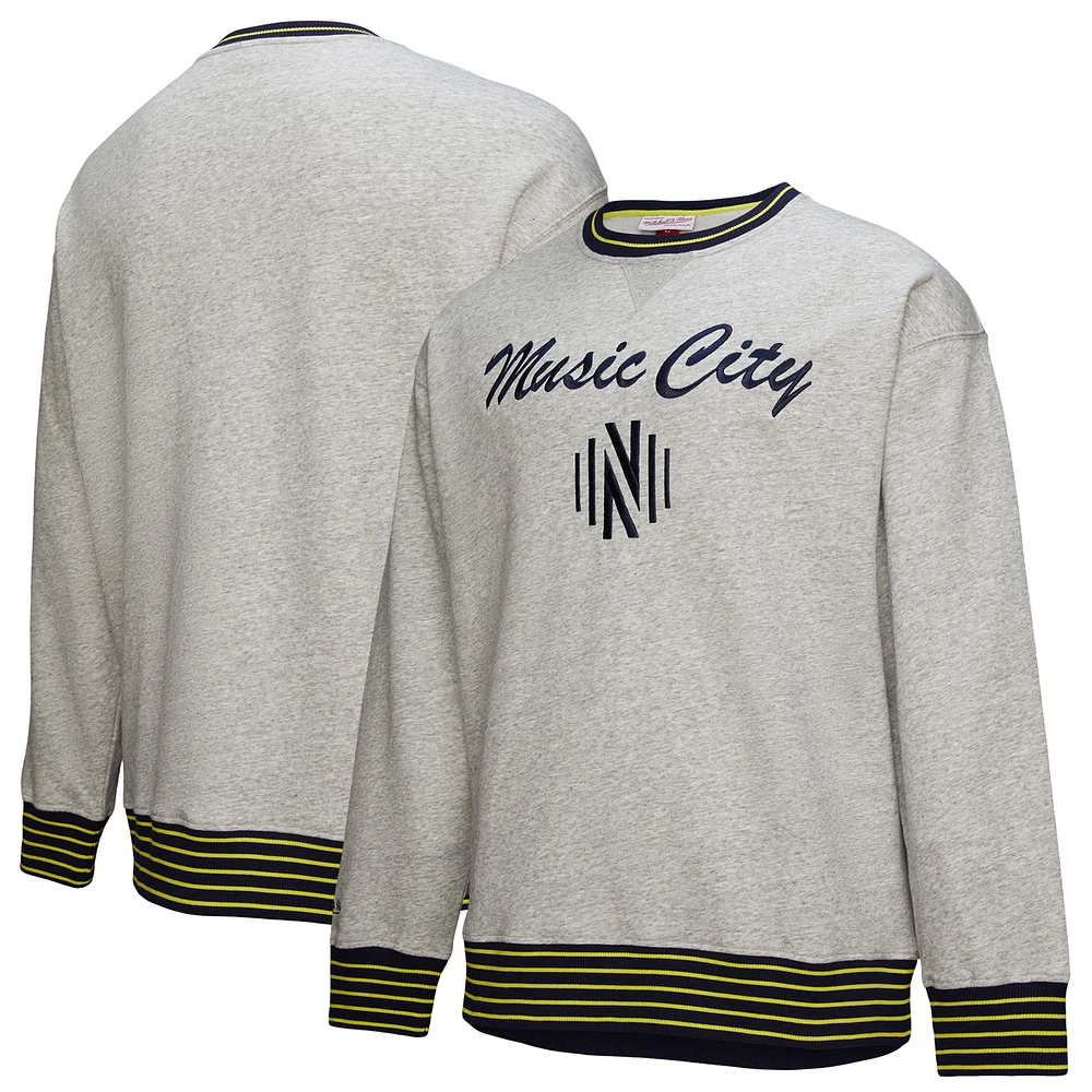 Men's Mitchell & Ness Heather Gray Nashville SC 2025 Jersey Hook Fleece Pullover Sweatshirt
