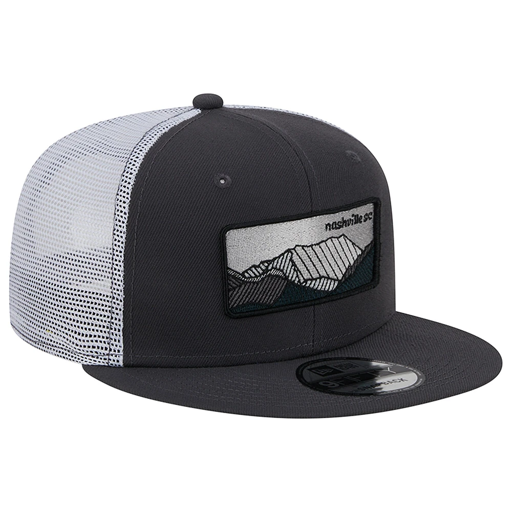 Casquette Snapback Nashville SC Outdoor Trucker 9FIFTY New Era pour hommes, noir/blanc