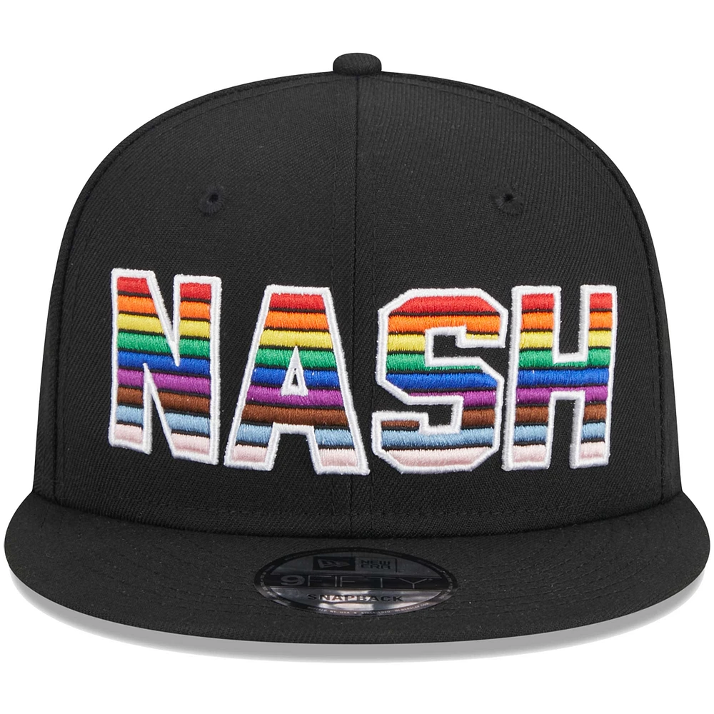 Men's New Era Black Nashville SC Pride 9FIFTY Snapback Hat