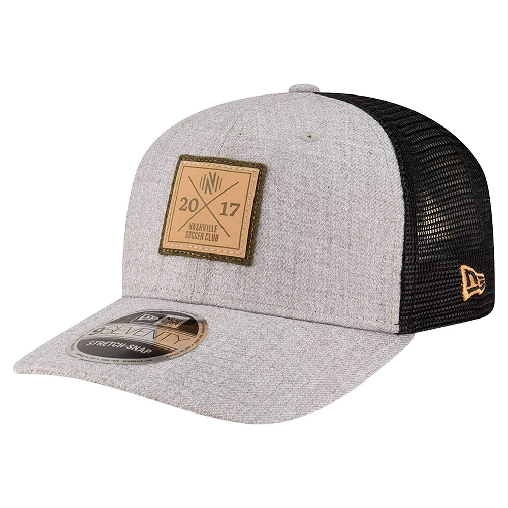 Casquette ajustable 9SEVENTY Nashville SC Heather Patch de New Era pour homme, gris chiné