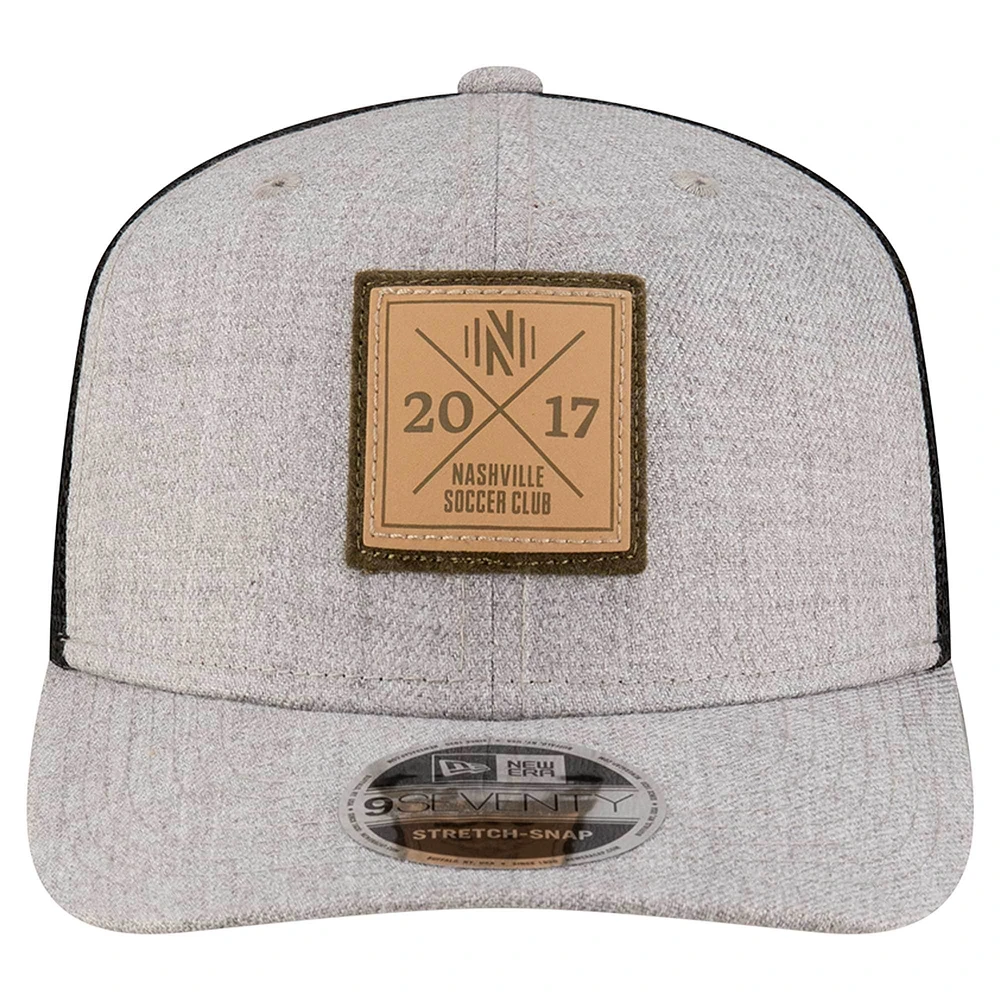 Men's New Era Heather Gray Nashville SC 9SEVENTY COOLERA Stretch-Snap Adjustable Hat