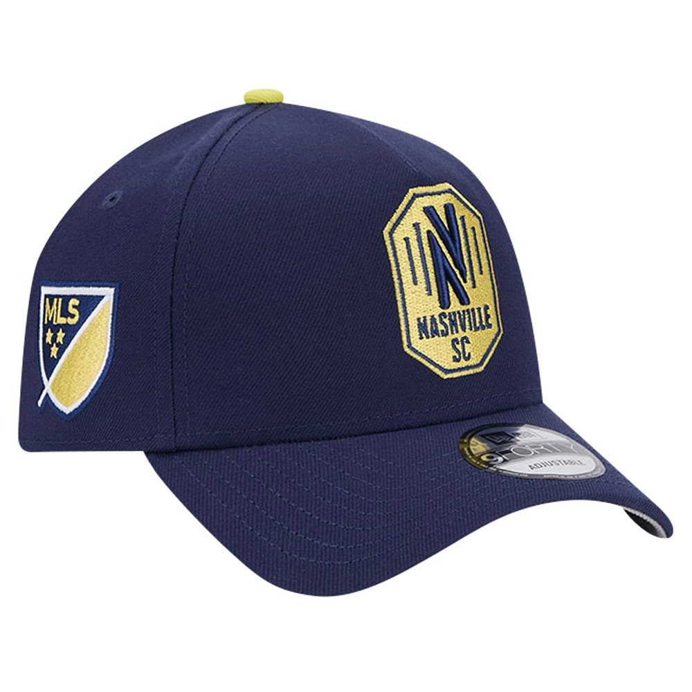 Men's New Era Navy Nashville SC 2024 Kick Off Collection 9FORTY A-Frame Adjustable Hat