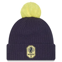 Men's New Era  Navy Nashville SC 2025 Jersey Hook Cuffed Knit Hat with Pom