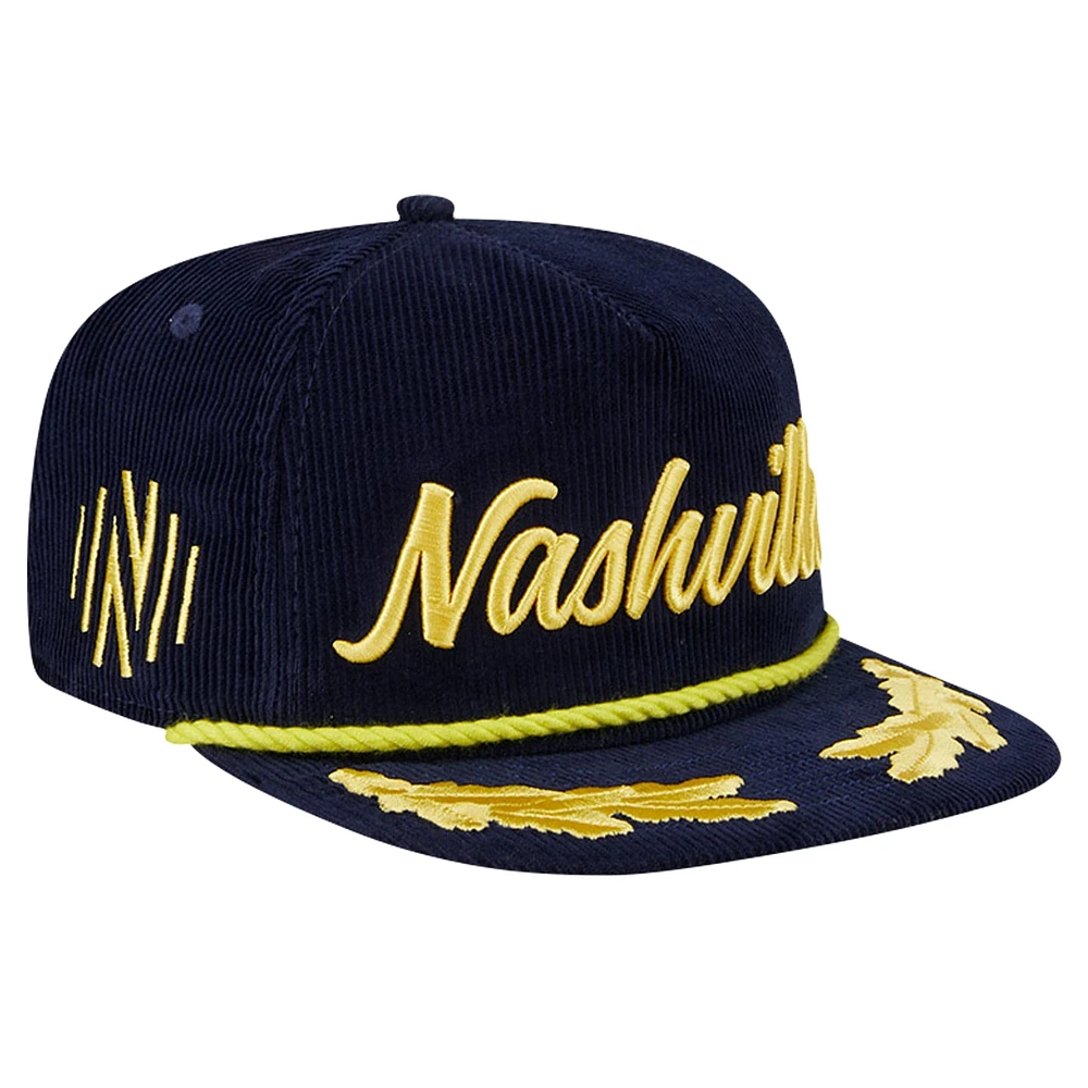 Men's New Era Navy Nashville SC Scrambled Eggs Corduroy Golfer Snapback Hat