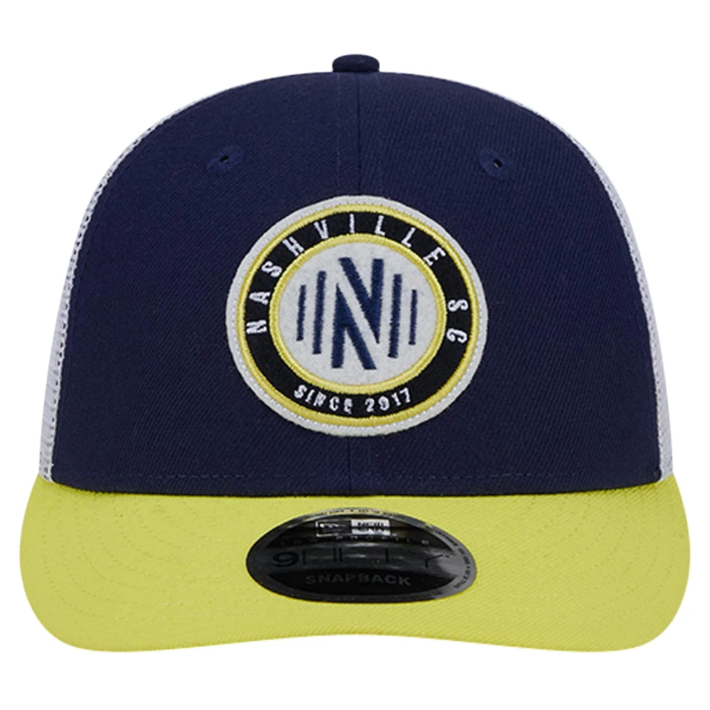 Men's New Era Navy Nashville SC Throwback Trucker Low Profile 9FIFTY Snapback Hat