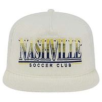 Casquette réglable de golfeur en velours côtelé Nashville SC Throwback New Era blanche pour hommes