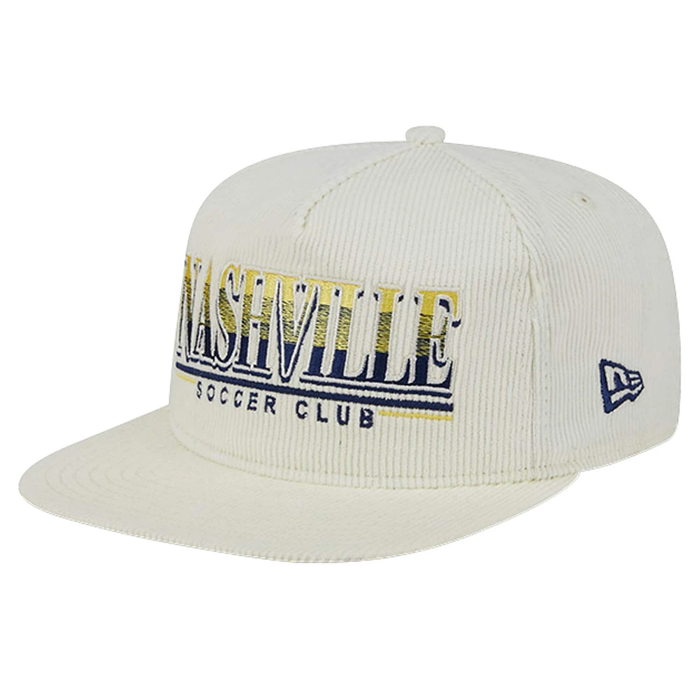 Casquette réglable de golfeur en velours côtelé Nashville SC Throwback New Era blanche pour hommes