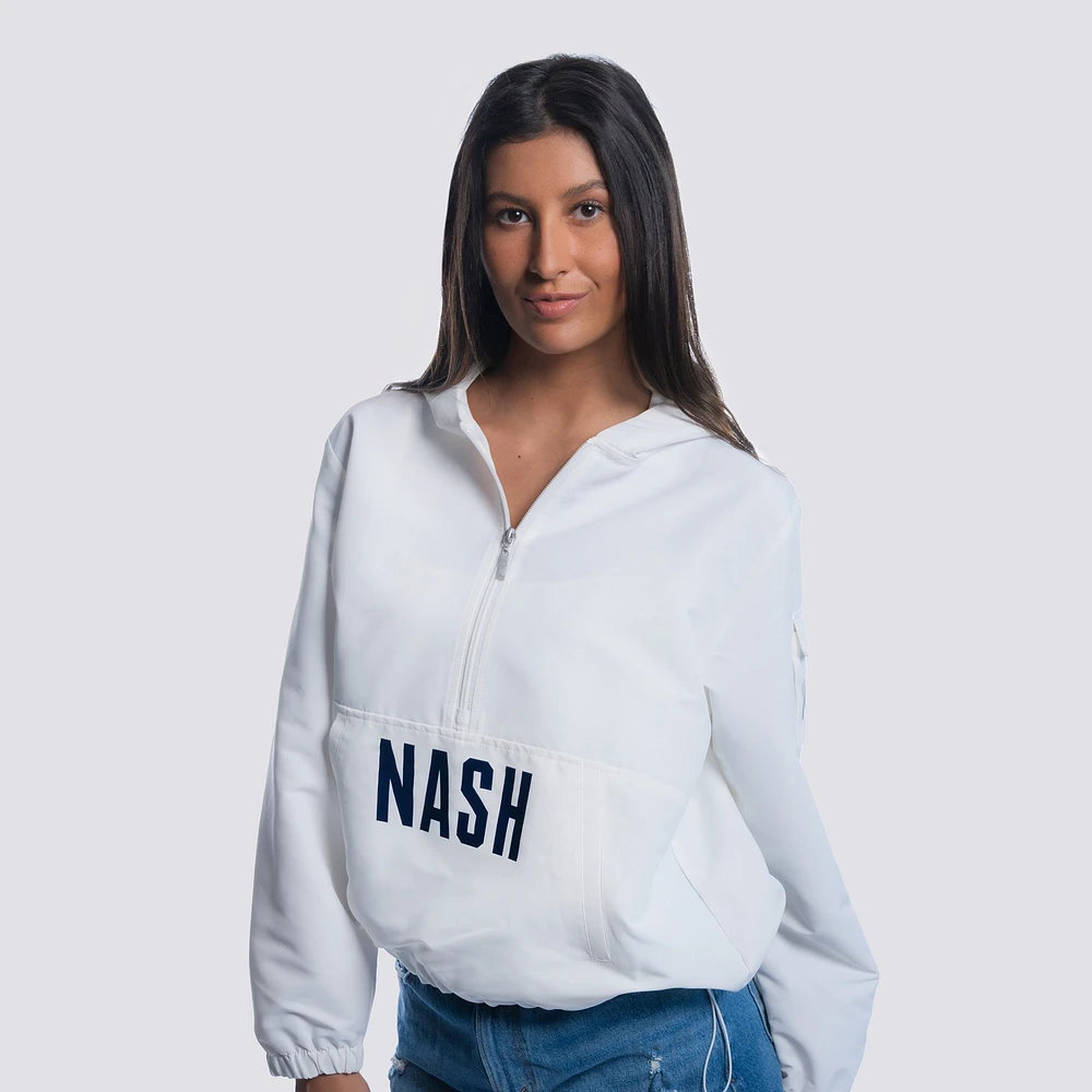 Women's Lusso  White Nashville SC Paige Half-Zip Hooded Jacket
