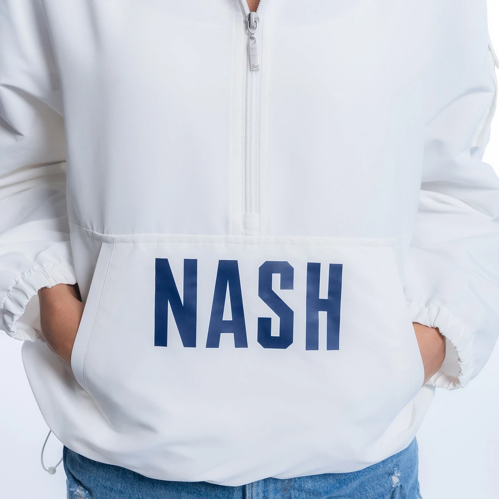 Women's Lusso  White Nashville SC Paige Half-Zip Hooded Jacket