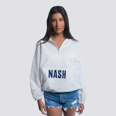 Women's Lusso  White Nashville SC Paige Half-Zip Hooded Jacket