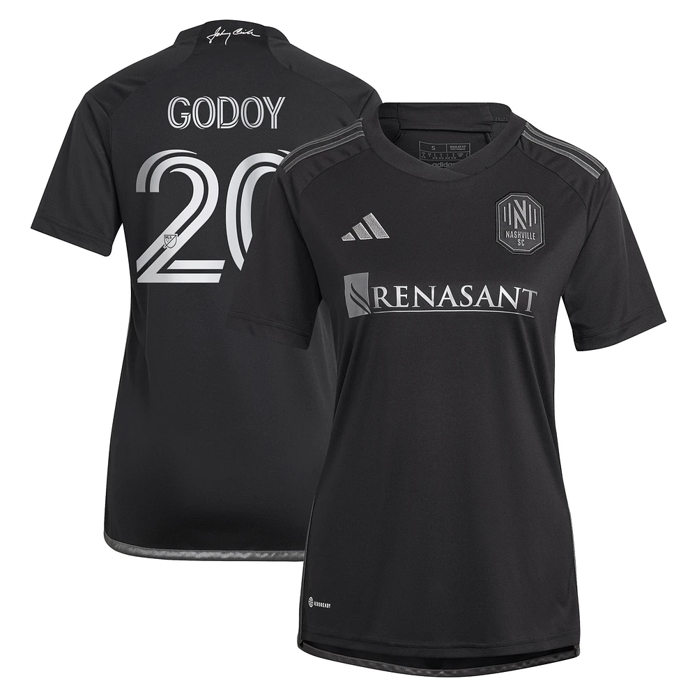 Women's adidas Anibal Godoy Black Nashville SC 2023 Man Kit Replica Player Jersey