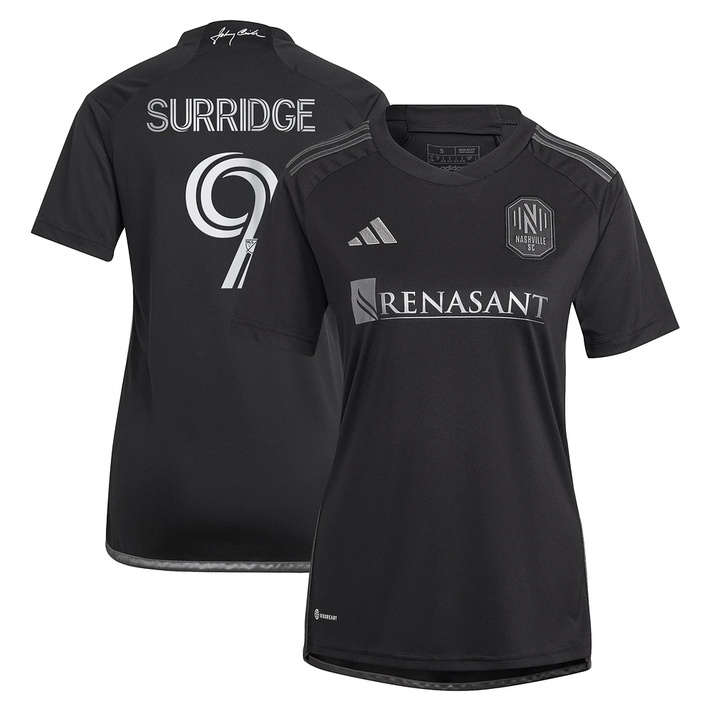 Women's adidas Sam Surridge Black Nashville SC 2023 Man Kit Replica Player Jersey