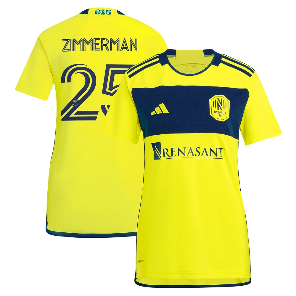 Maillot réplique du kit 615 de Nashville SC 2024 pour femme adidas Walker Zimmerman Jaune
