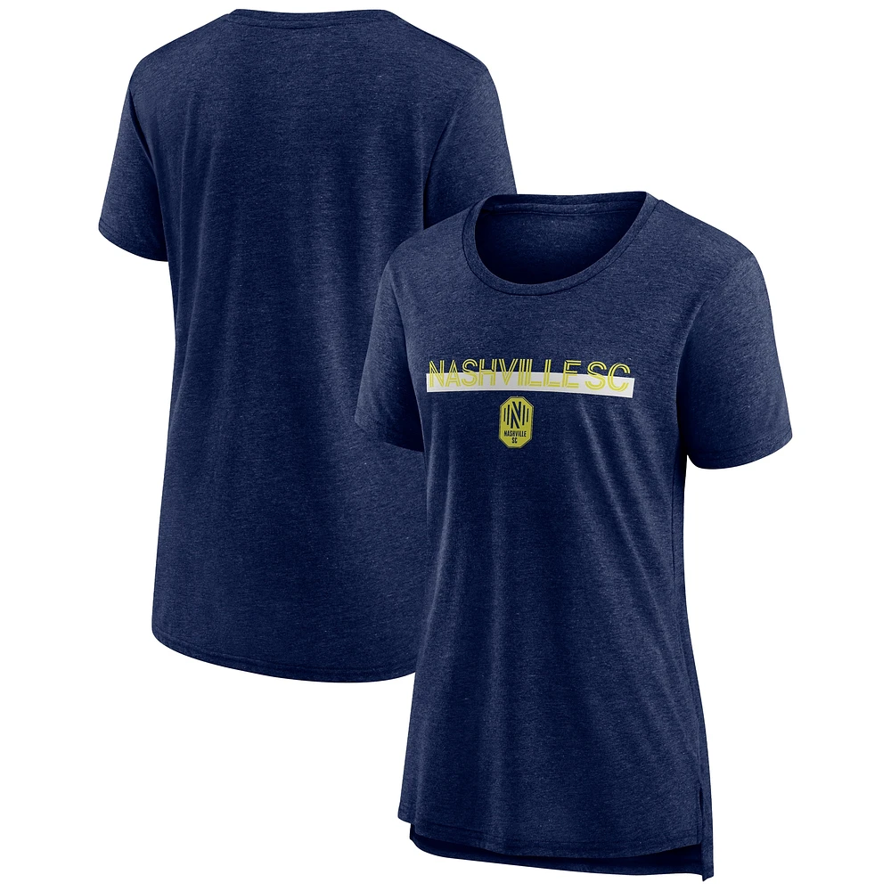 Women's Fanatics Heather Navy Nashville SC Play Tri-Blend T-Shirt