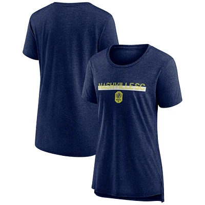 Women's Fanatics Heather Navy Nashville SC Play Tri-Blend T-Shirt