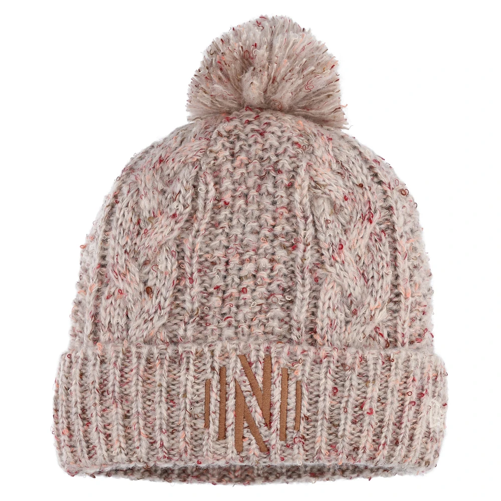 Bonnet en tricot à revers Nashville SC Tan New Era pour femme avec pompon