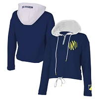 Women's Stadium Essentials Navy Nashville SC Game Plan Quarter-Zip Hoodie