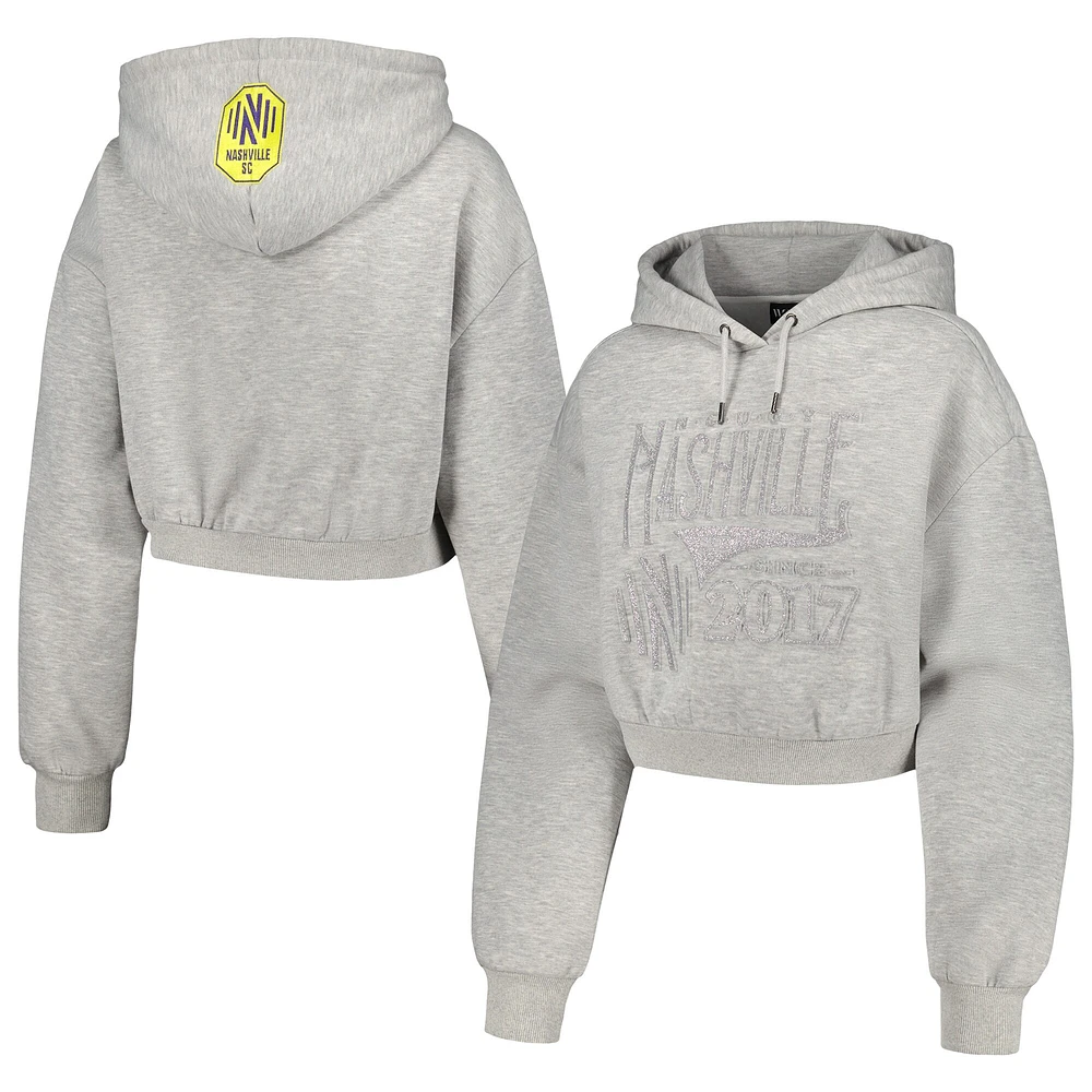 Sweat à capuche court The Wild Collective Heather Grey Nashville SC pour femme