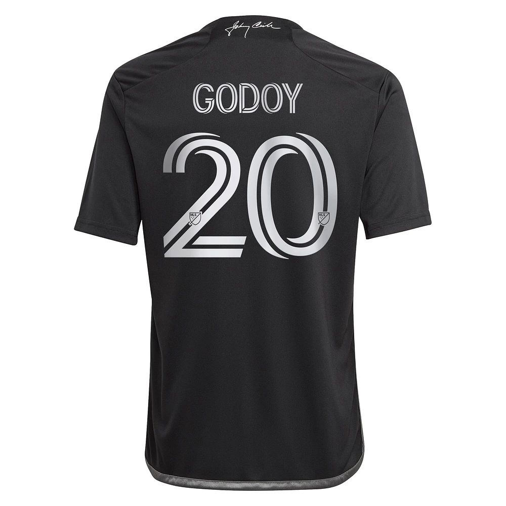 Youth adidas Anibal Godoy Black Nashville SC 2023 Man Kit Replica Player Jersey