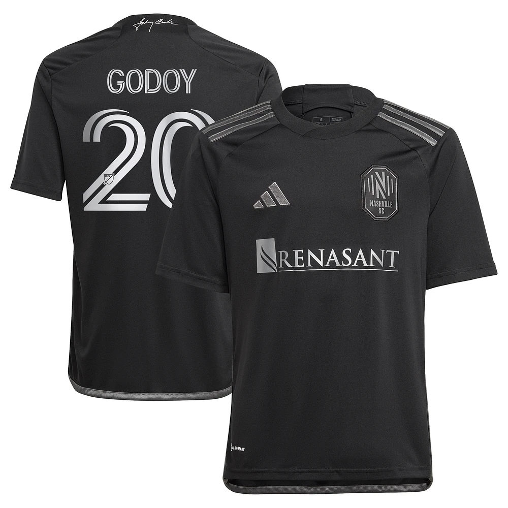 Youth adidas Anibal Godoy Black Nashville SC 2023 Man Kit Replica Player Jersey