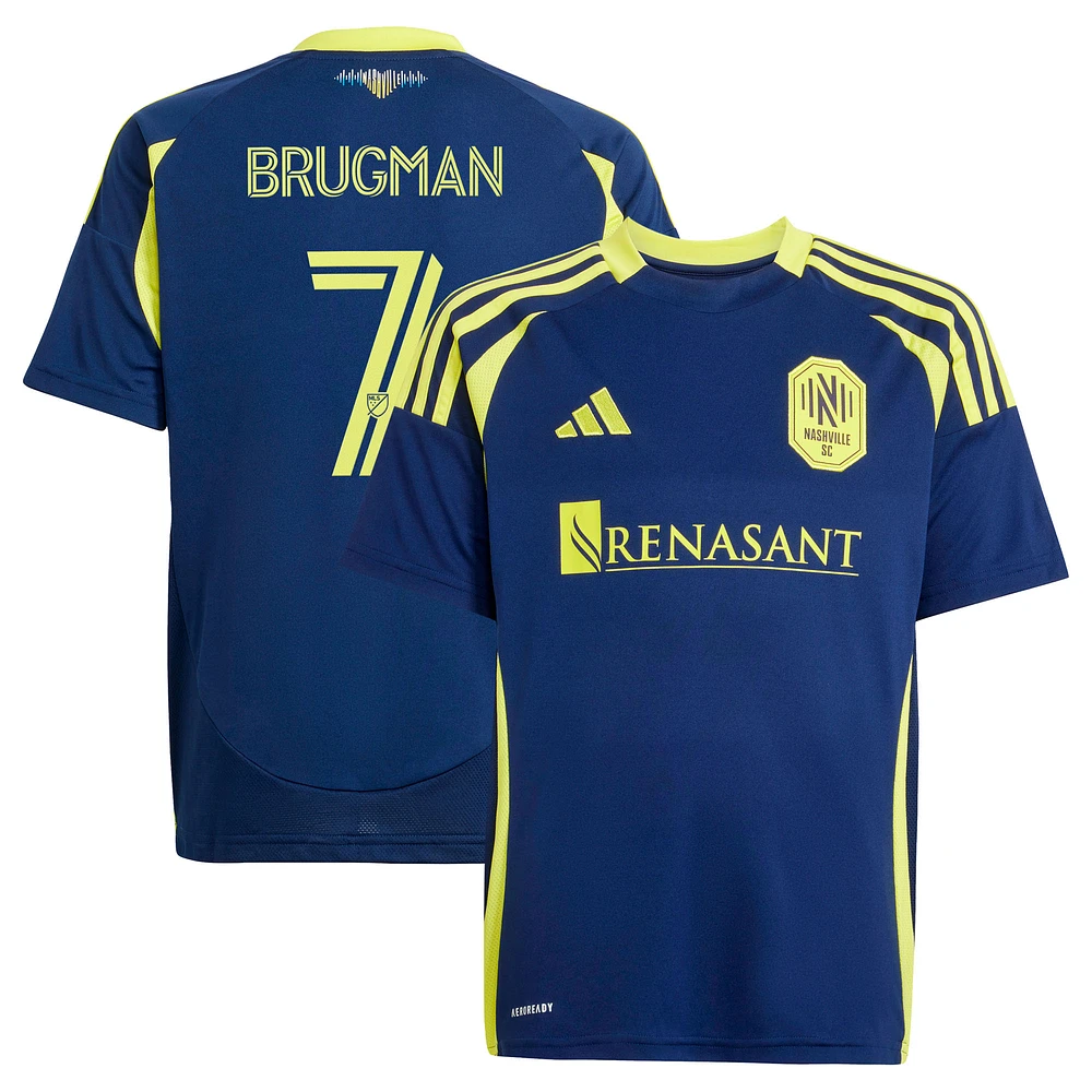 Maillot de joueur réplique du kit The Heart of Nashville 2025 adidas Gastón Brugman Navy pour jeunes