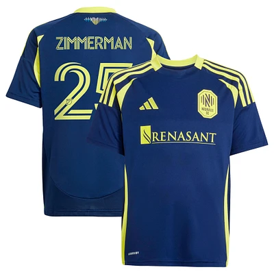 Maillot de joueur réplique du kit The Heart of Nashville SC 2025 adidas Walker Zimmerman Navy pour jeunes