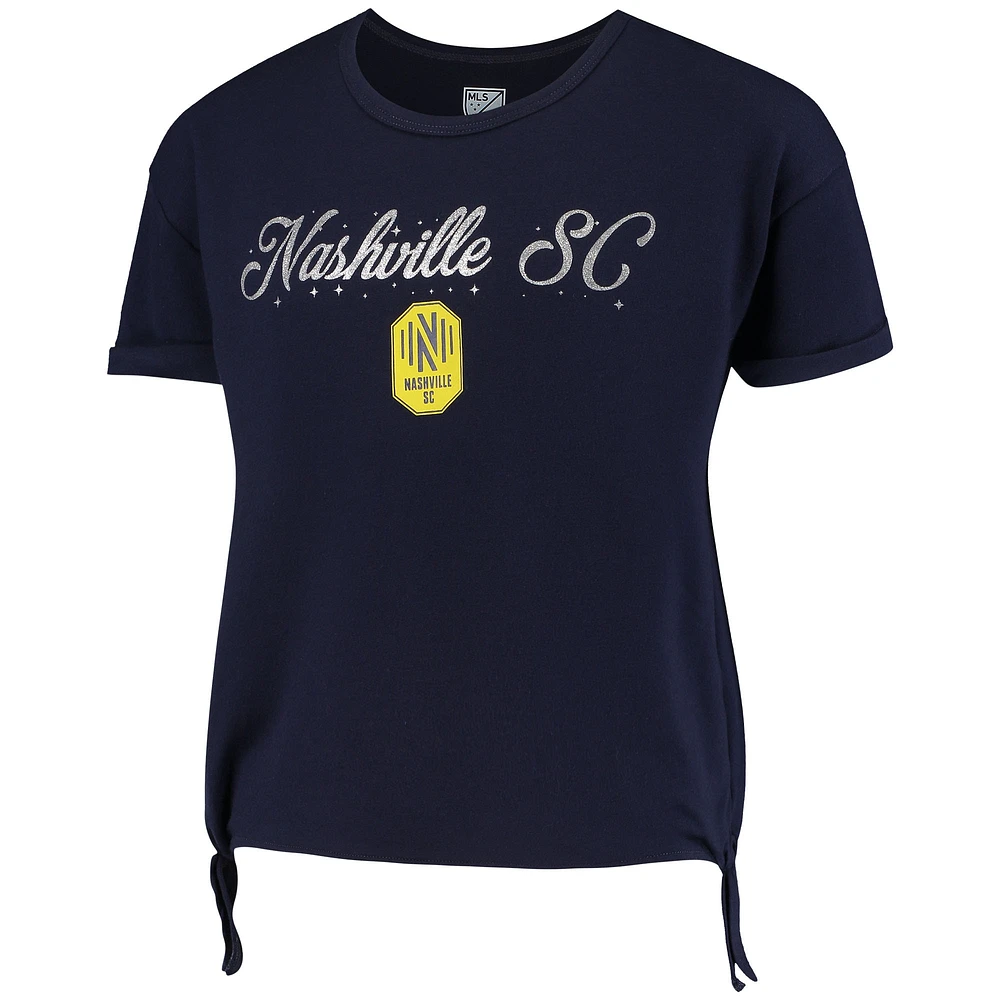 Youth Girls Navy Nashville SC Love Side Tie Tri-Blend T-Shirt