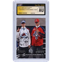 Nathan MacKinnon & Aleksander Barkov Autographed 2013-14 Upper Deck SP Authentic #192 CGC Fanatics Witnessed Authenticated Rookie Card with "#1" & "#2" Inscriptions