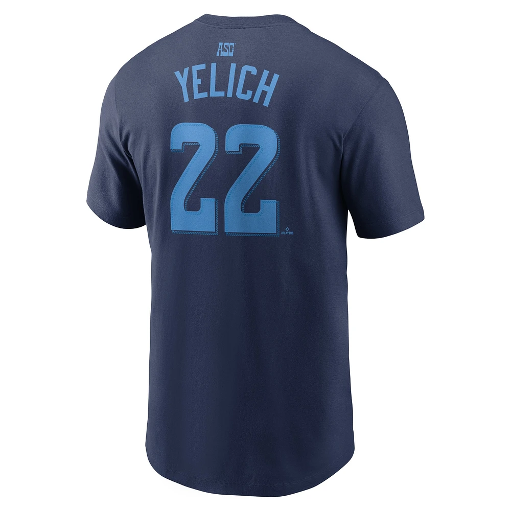 T-shirt Nike Christian Yelich Navy National League 2024 MLB All-Star Game avec nom et numéro pour homme