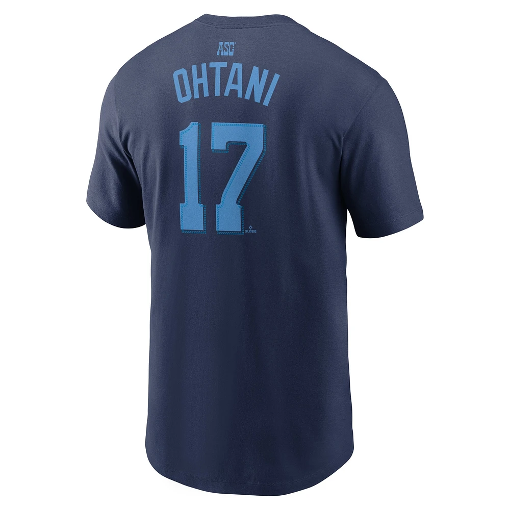 T-shirt Nike Shohei Ohtani pour homme, bleu marine, nom et numéro du match des étoiles de la Ligue nationale 2024 MLB