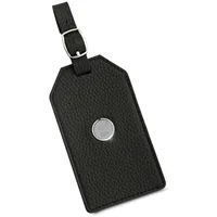 Navy Midshipmen Leather Luggage Tag - Black